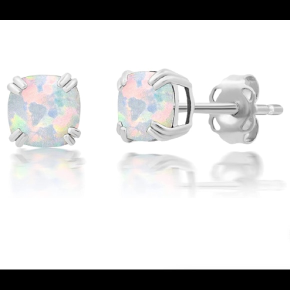 Cushion Cut Gemstone Stud Earrings For Women In 925 Sterling Silver
